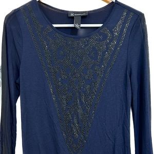 INC International Concepts, Size: M, Navy Blue, Black Rhinestones